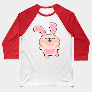 Bunny Bounce: Pixelated Rabbit Illustration for Playful Attire Baseball T-Shirt